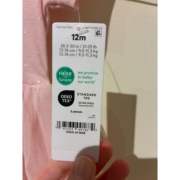 NWT Carter's Child of Mine Pink Bunny Dress - 12M - Picture 3 of 4